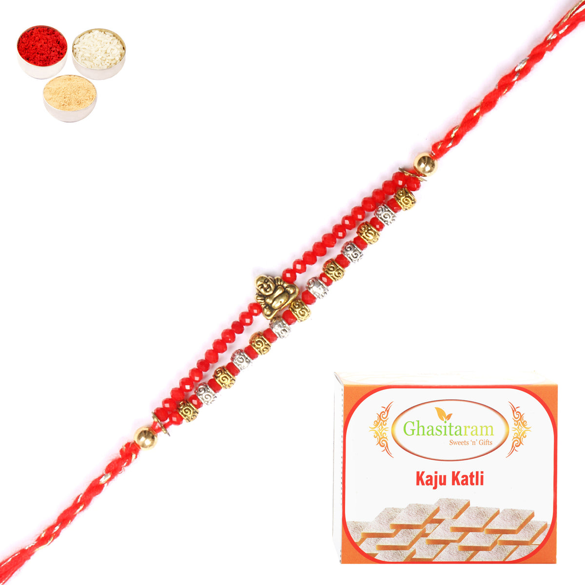 Rakhi for Brother Rakhis Online - RM-668 Premium Rakhi with 400 gms of Kaju katli 