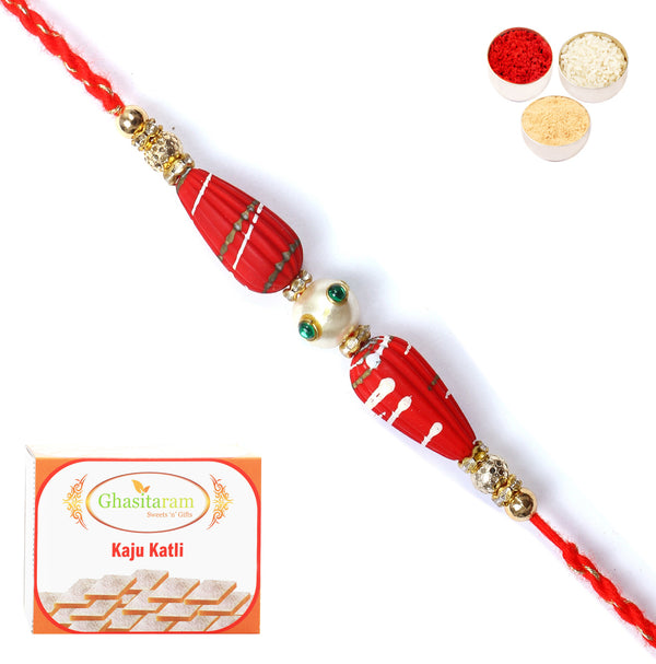 Rakhi for Brother Rakhis Online - RM- 711 Premium Rakhi with 400 gms of Kaju katli 