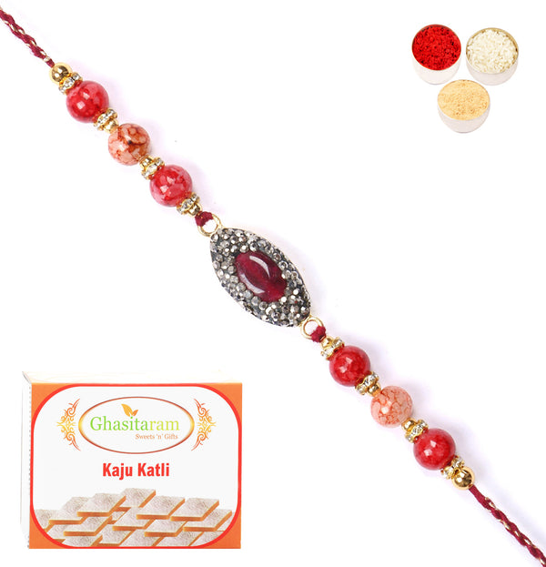 Rakhi for Brother Rakhis Online - RM-715 Premium Rakhi with 400 gms of Kaju katli 