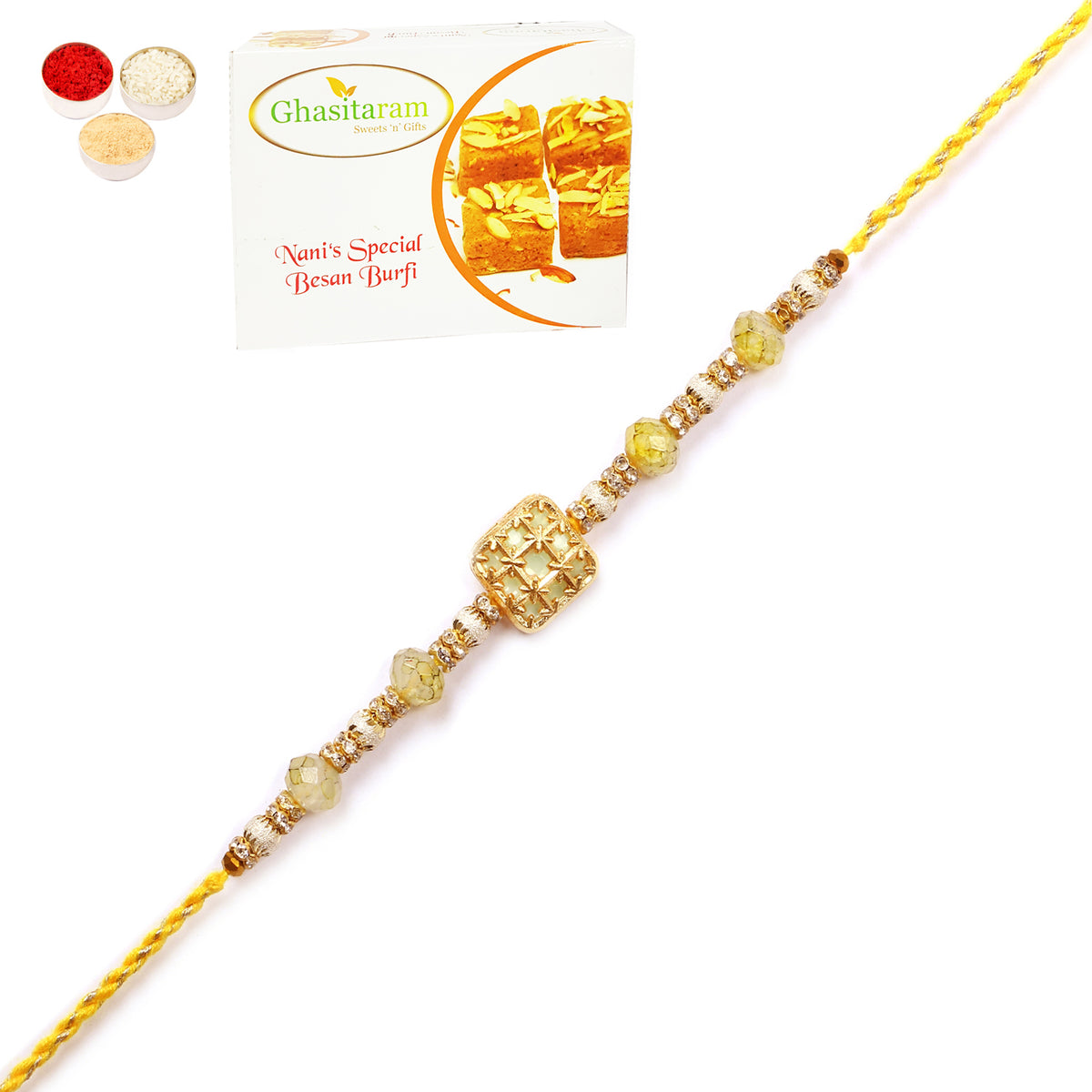 Rakhi for Brother Rakhis Online - RM-759 Premium Rakhi with 400 gms of Besan Barfi