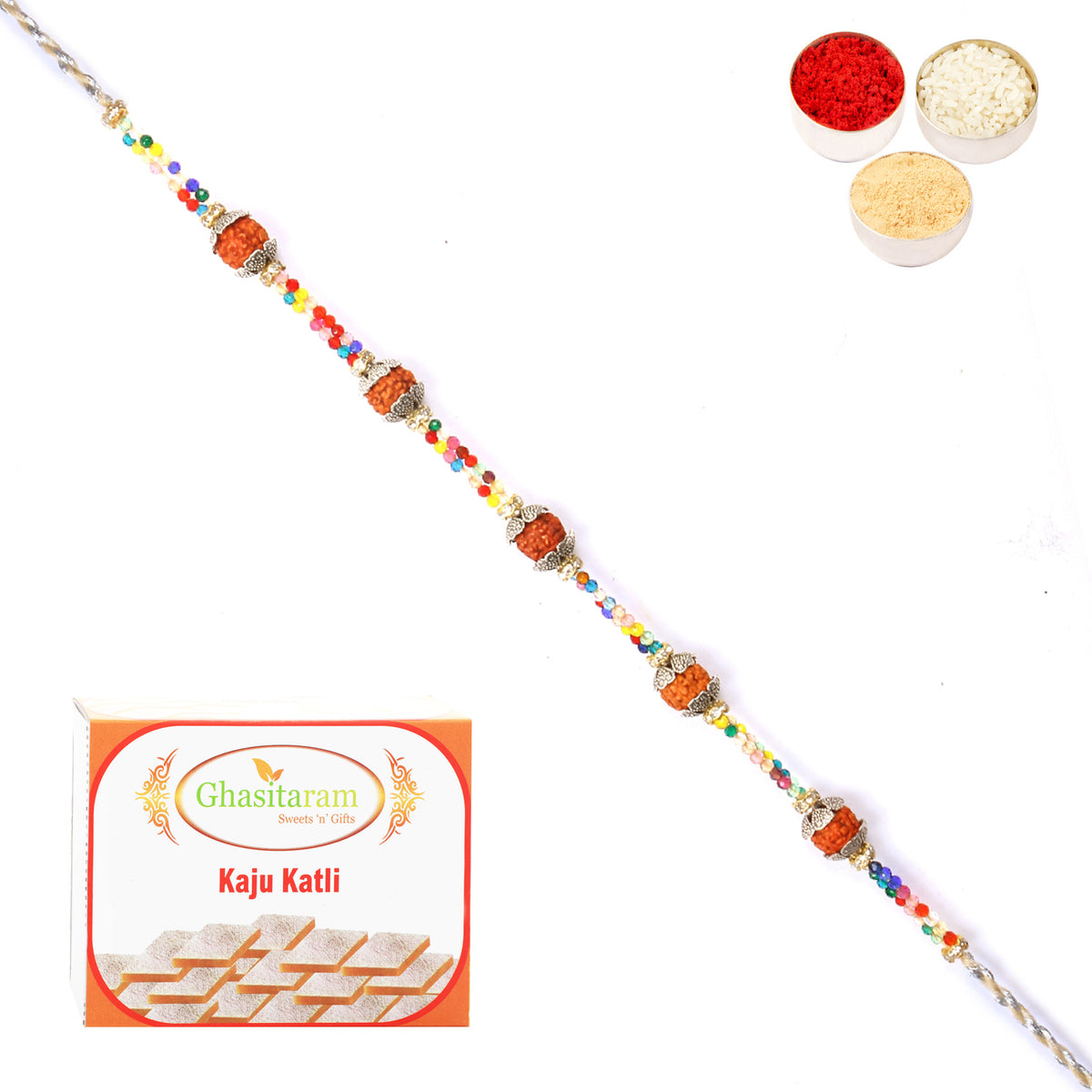 Rakhi for Brother Rakhis Online - RM-766 Premium Rakhi with 400 gms of Kaju katli 