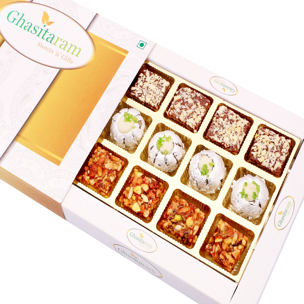Assorted Dryfruit Sweets in White Box