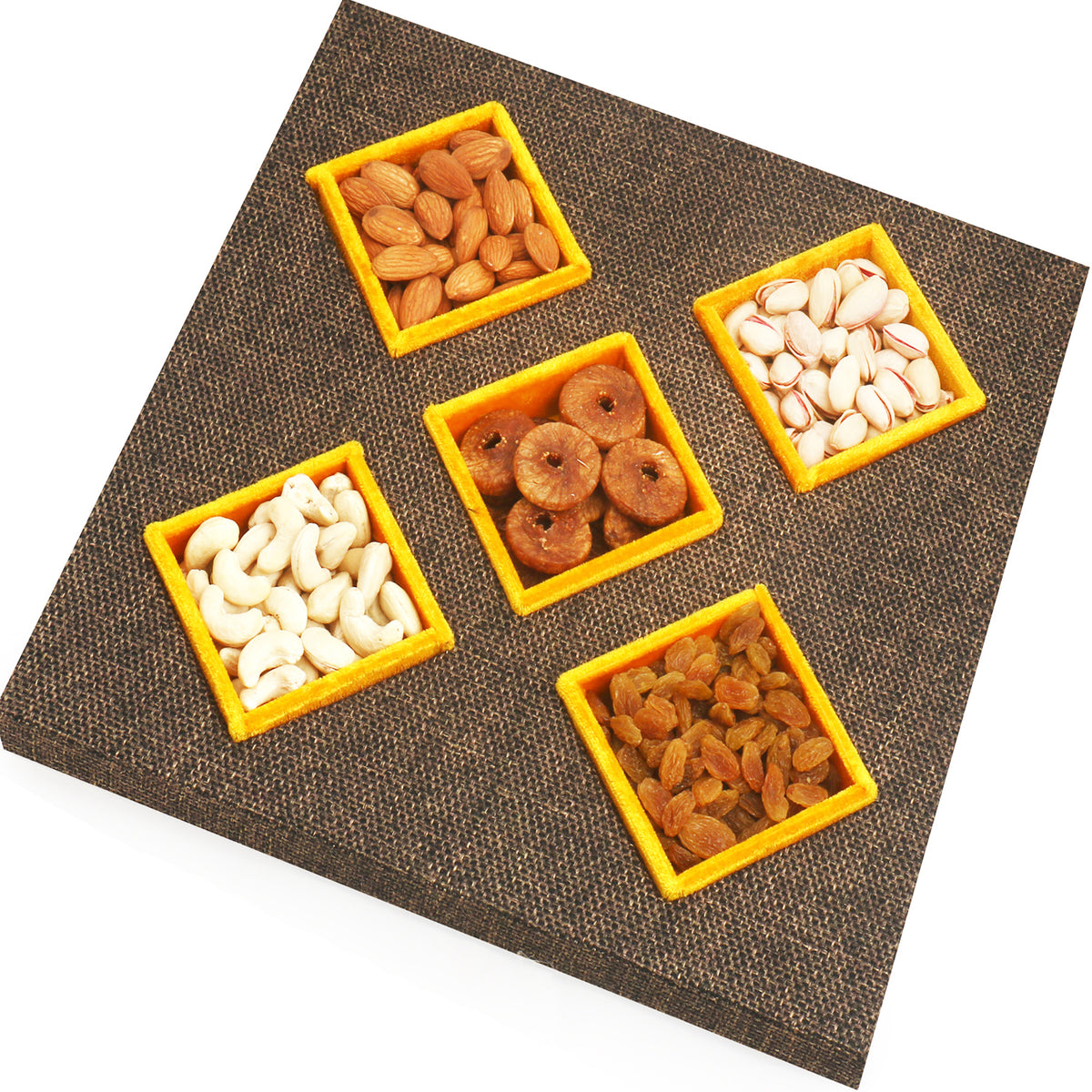 Jute 5 Part Dryfruit Tray