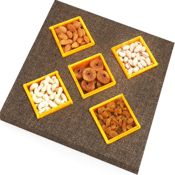 Jute 5 Part Dryfruit Tray
