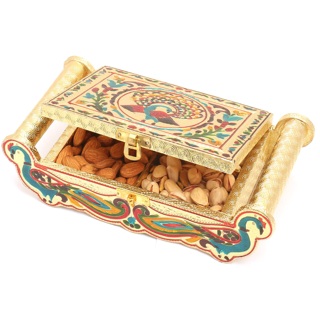 Traditioanl Gold Minakari Dryfruit Box/ Tray B-703