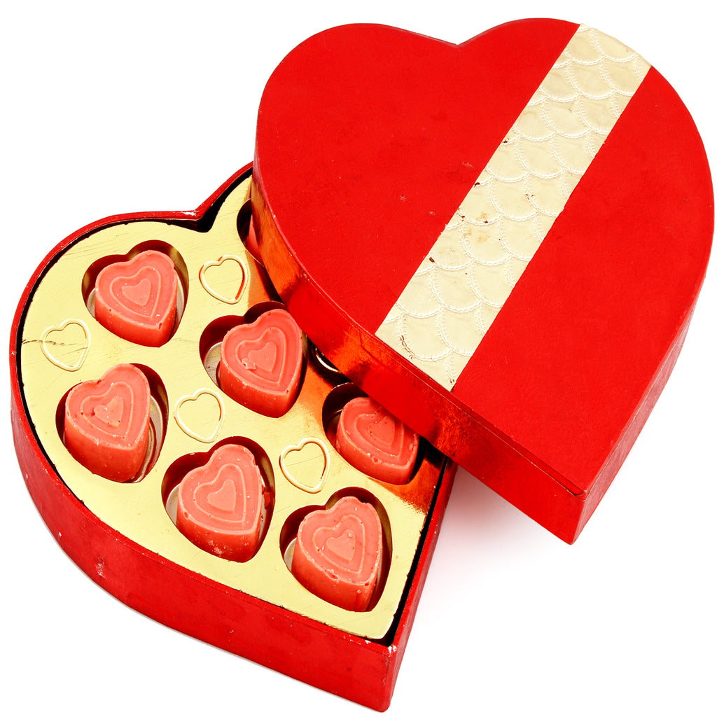 Chocolate-Red and Gold Strawberry Heart Chocolate Box