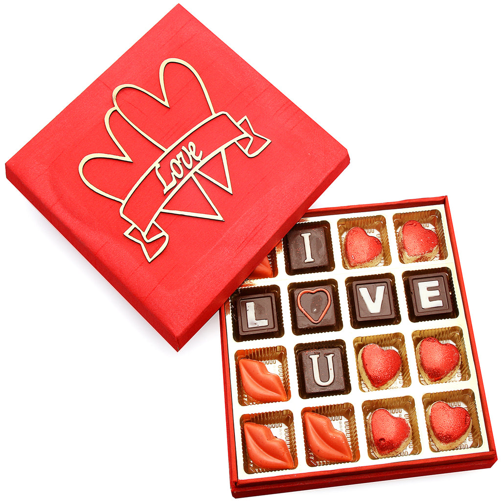 Valentine Theme Chocolates- I Love You in Red Valentines Box