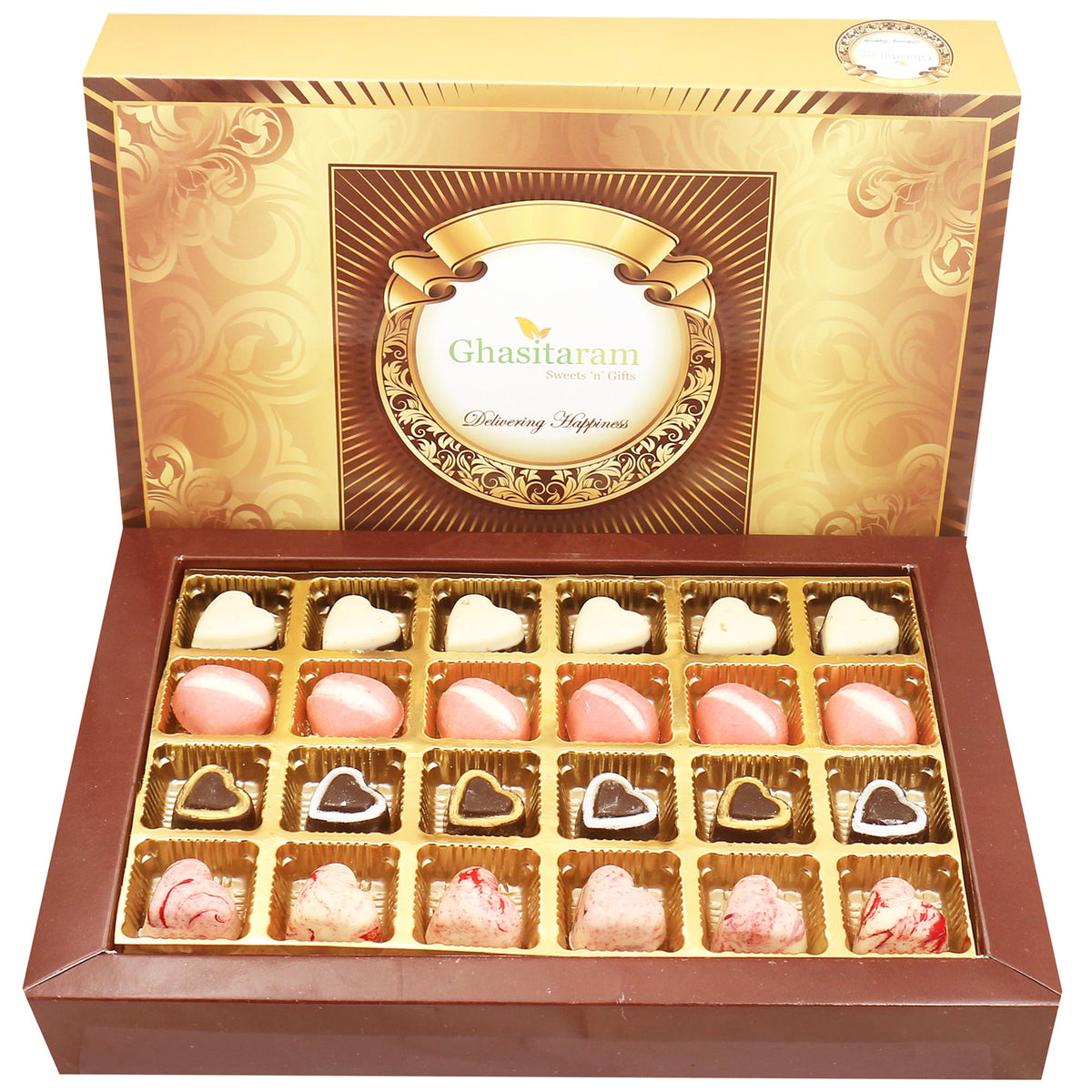 24 pcs Marble, Sheen, Laughing and Double Decker Heart Chocolates