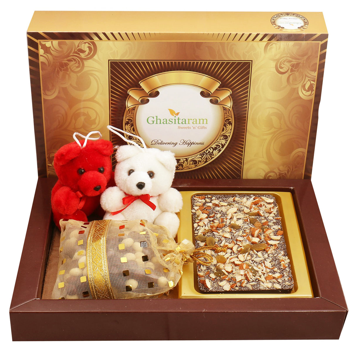 Valentine  - Sugarfree Dark Dryfruit Bark Big with Teddies and Nutties