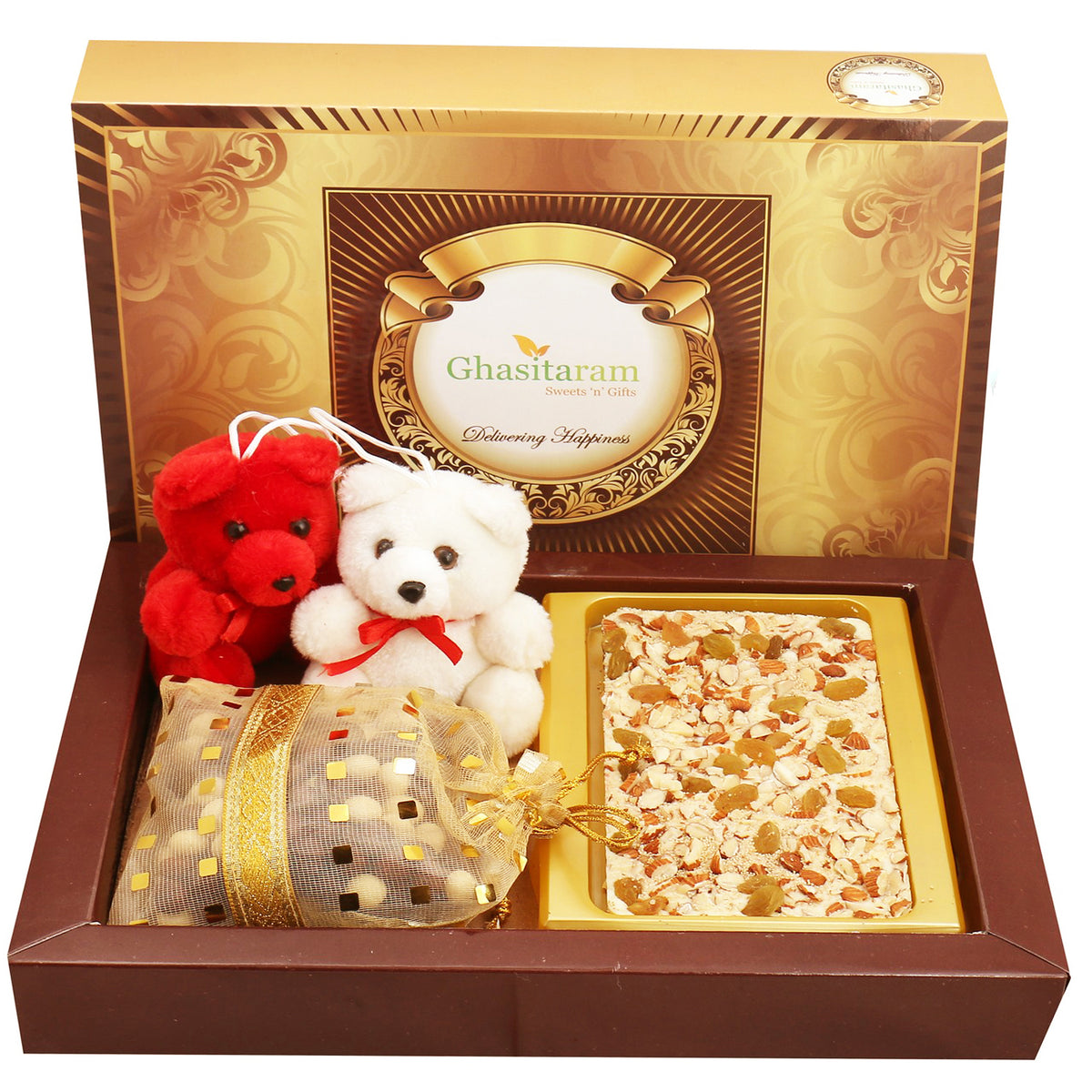 White Dryfruit Chocolate Bark Big with Teddies and Nutties