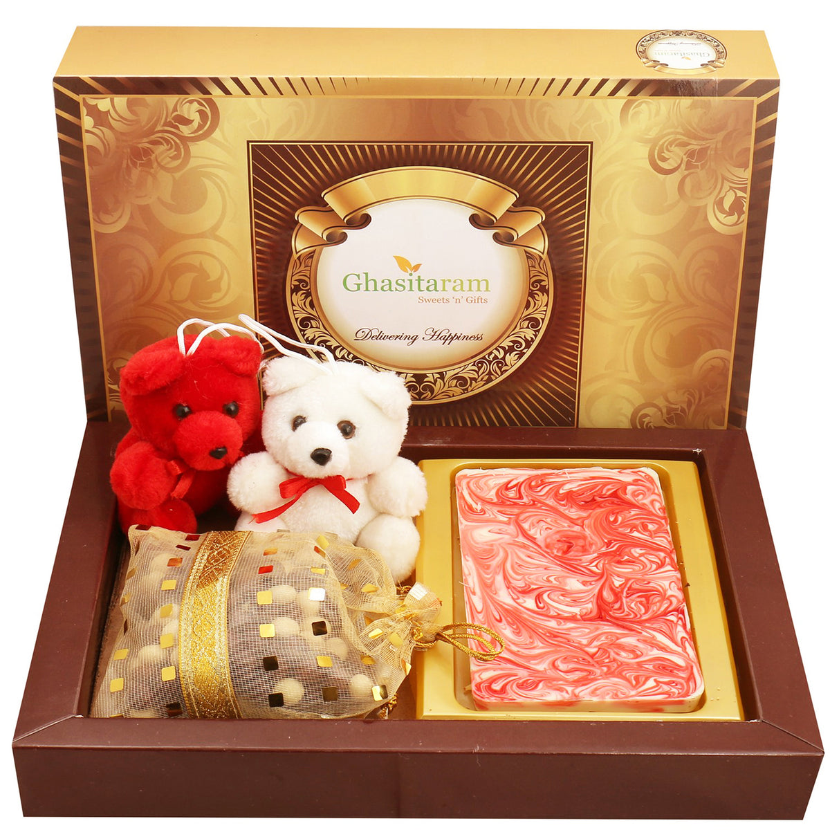 Marble Chocolate Bark Big with Teddies and Nutties