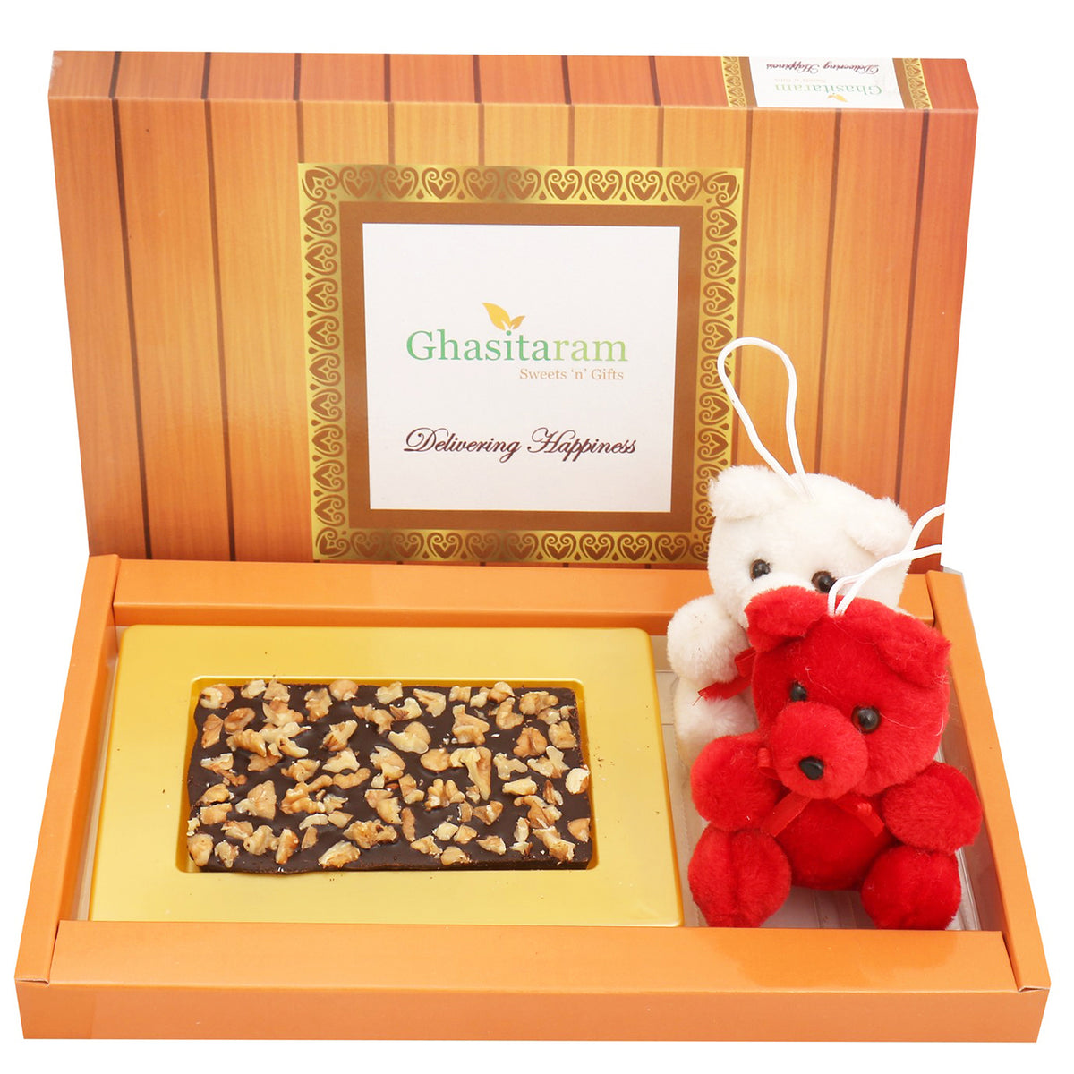 Valentine  - Walnut Sugarfree  Bark Small with Teddies