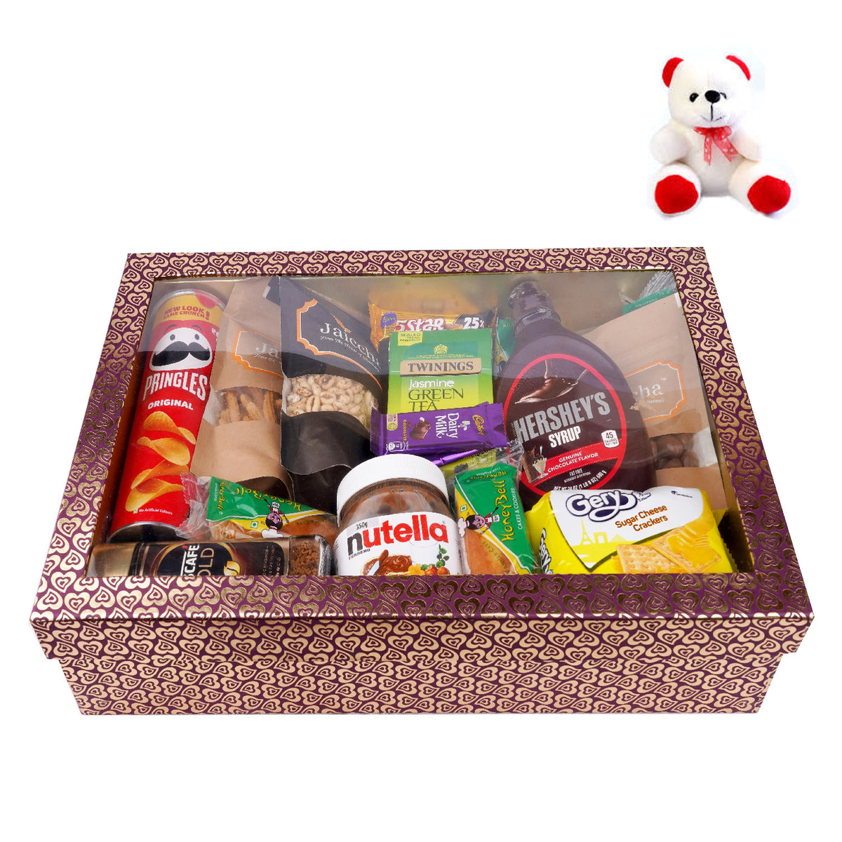 Big Hamper Box of 20 Goodies with Teddy
