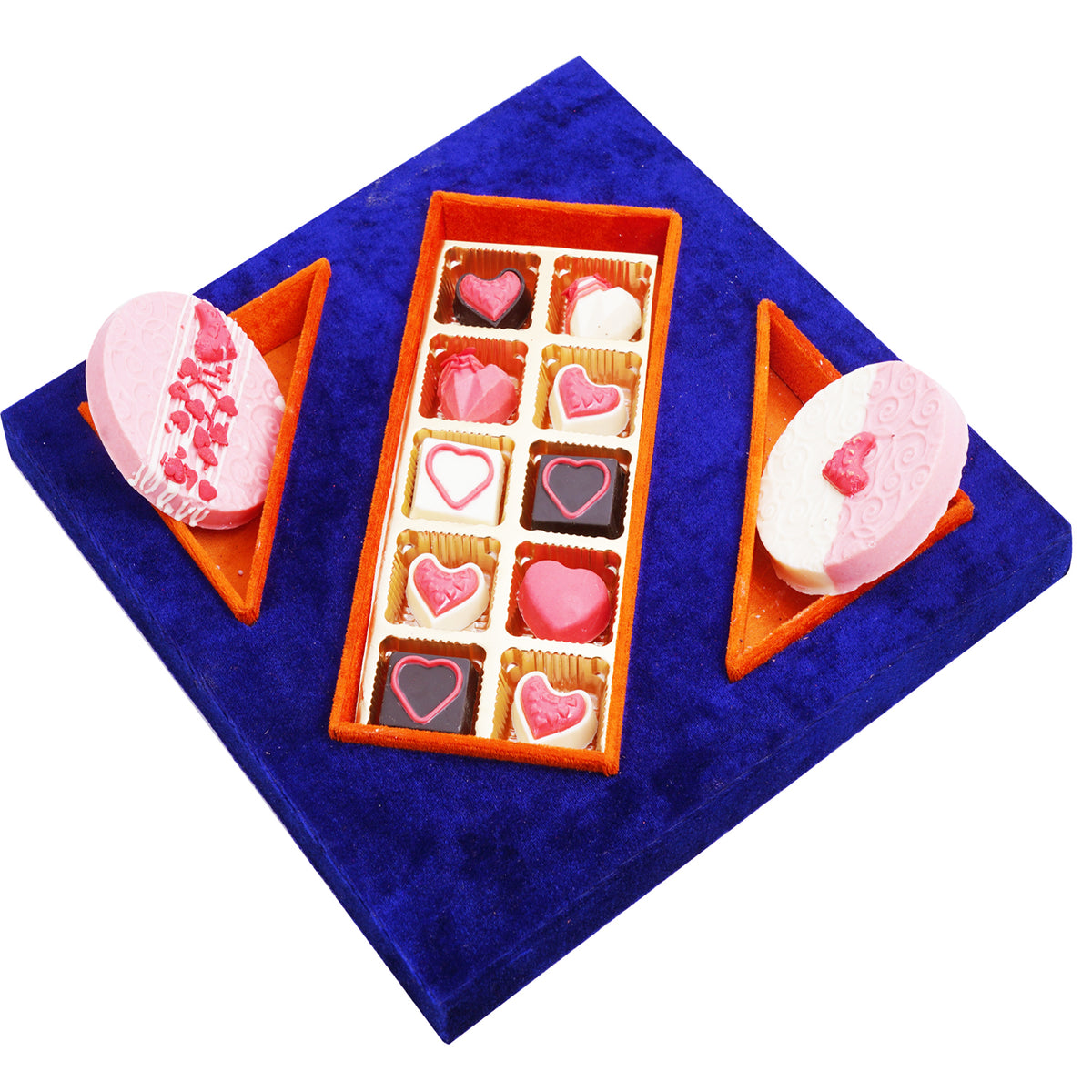 Valentines Blue Belvet Squre Tray