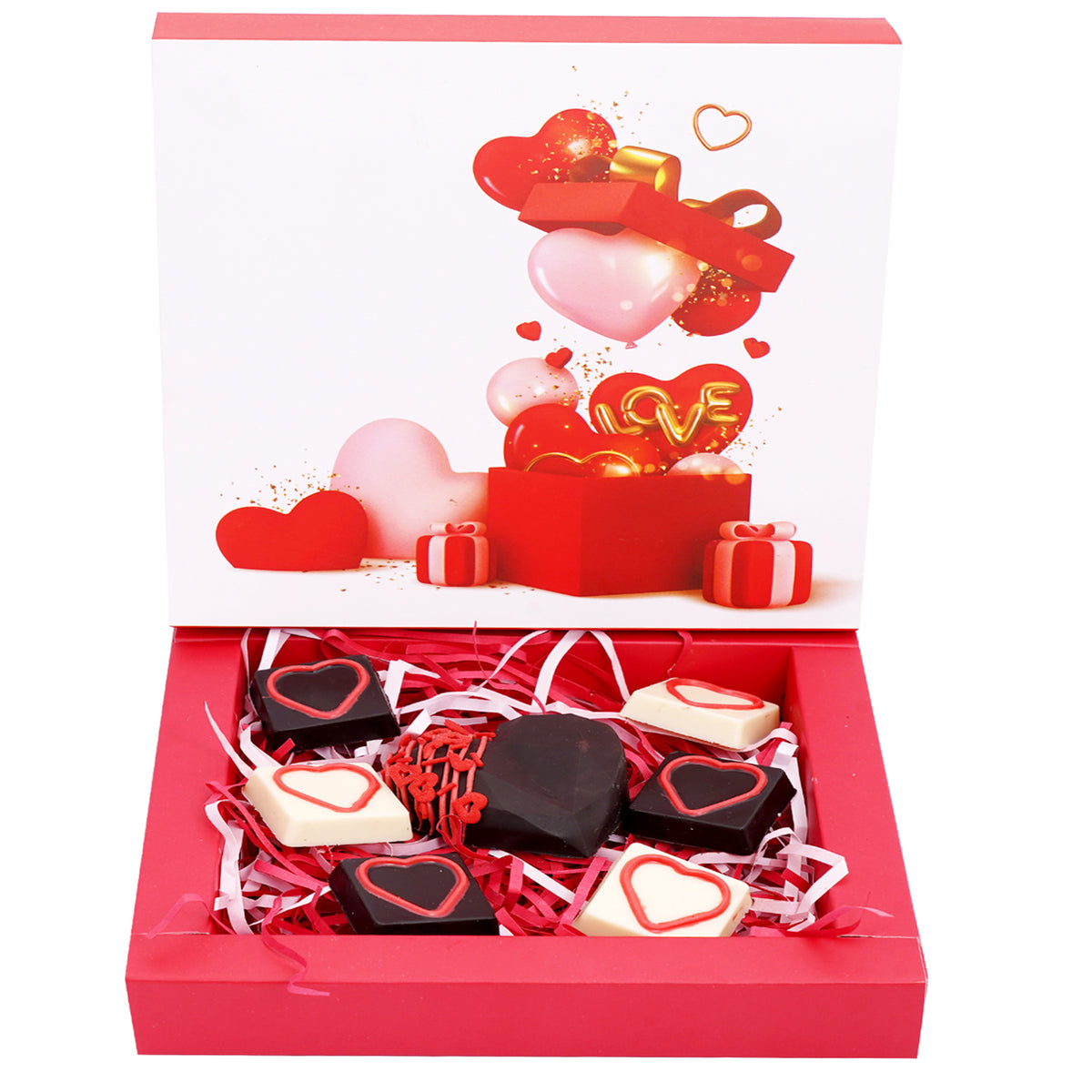 Valentines Box of 1 Drinking Chocolate Heart and Assorted Hearts
