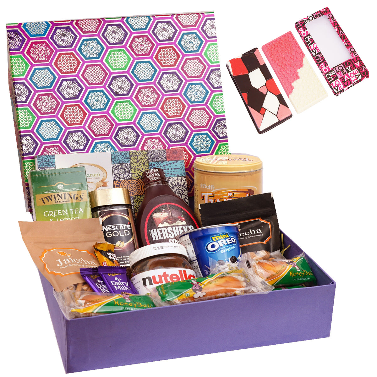 Gourmet Big  Hamper Box of  18 Goodies with Assorted Bites with 2 Chocolate Bars