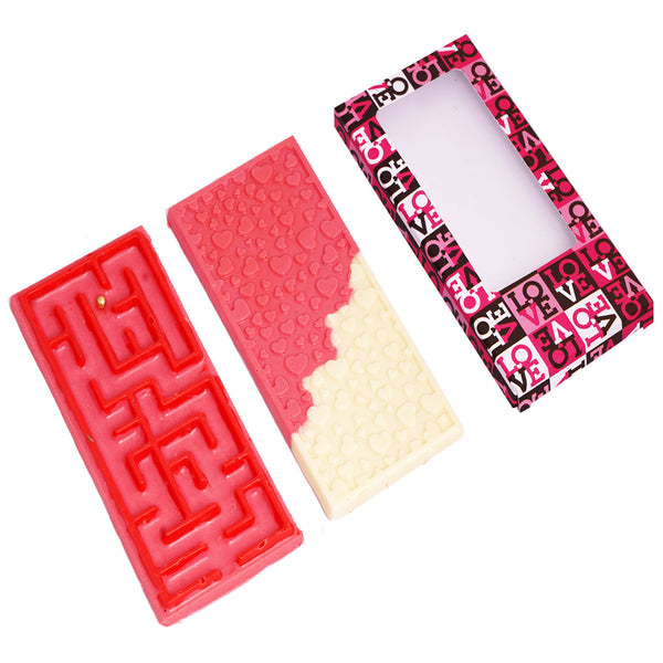 Set of 2 Chocolate Bars Shaded Hearts and Puzzle 