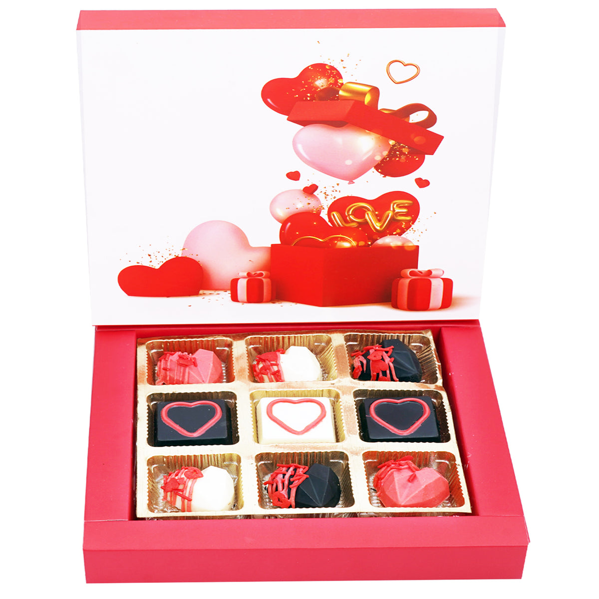 Valentines Box of Assorted Heart Chocolates (9 pcs)