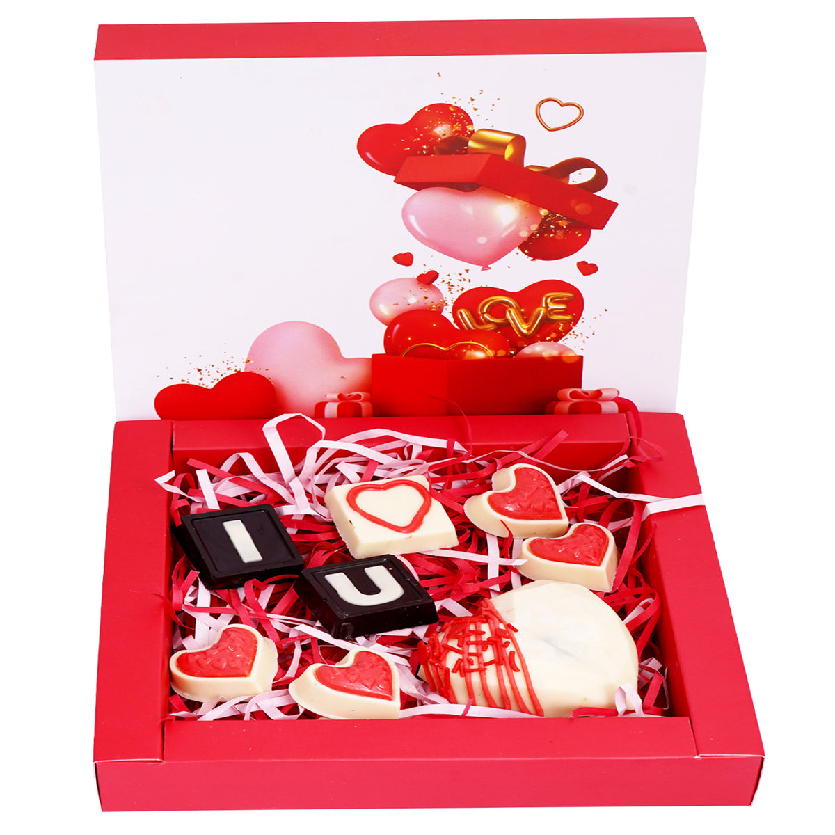Valentines Box of ILU, 1 Drinking Chocolate Heart and Small Heart Chocolates