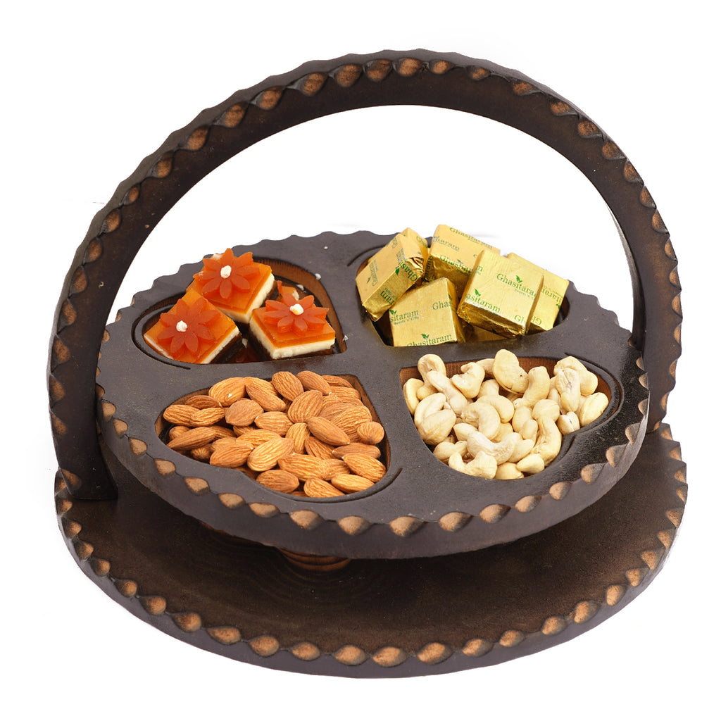 Foldable Basket of cashews, Almonds, Mango Bites, Mewa Bites